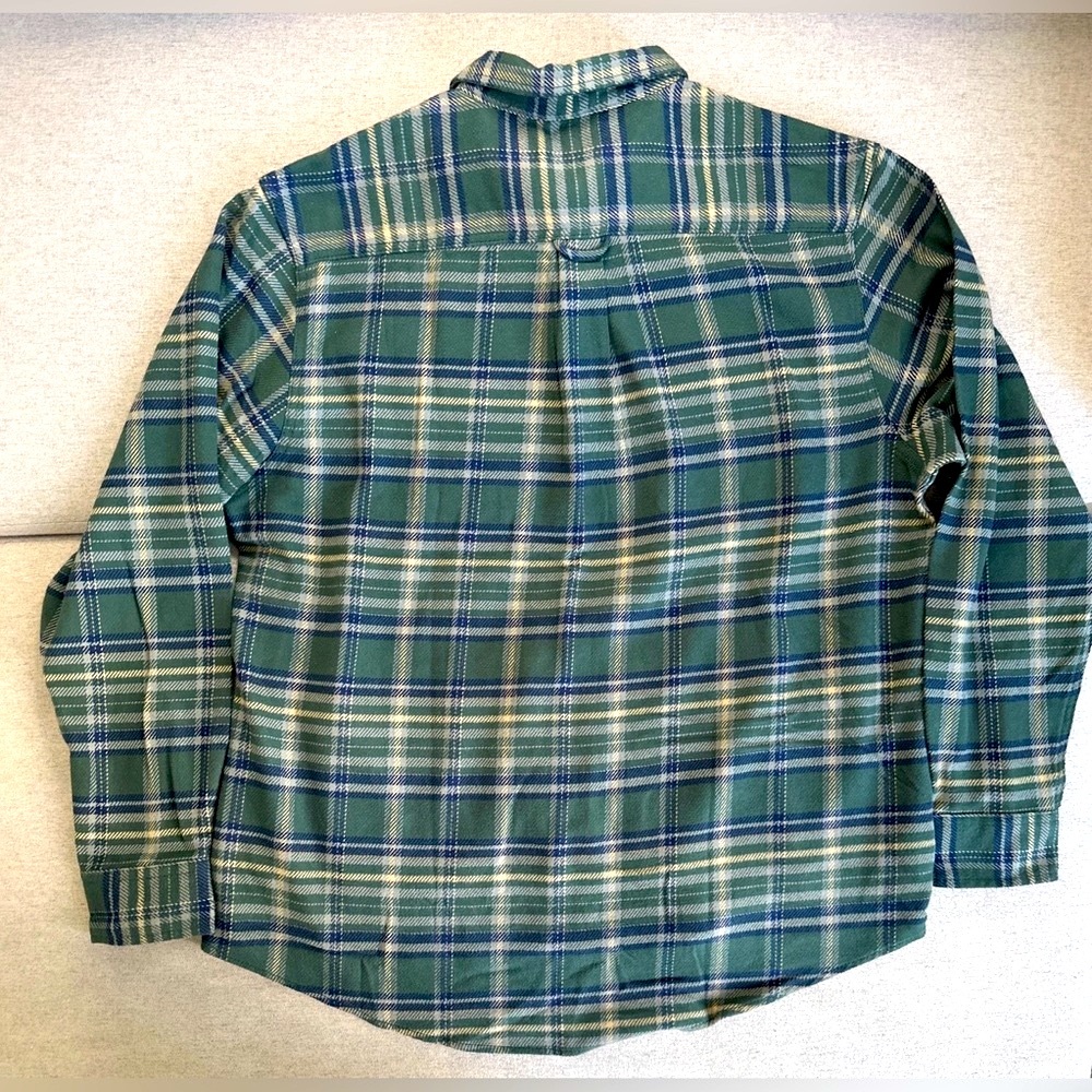 New Woolrich Brawny Flannel Button Shirt Green Plaid Blue - Picture 4 of 7